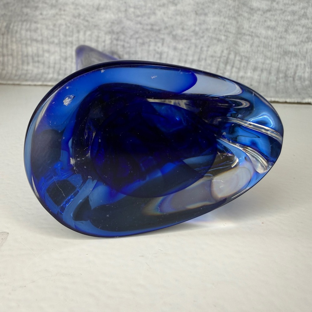 Vintage Cobalt Blue Sommerso Art Glass Abstract Madonna Figurine Sculpture 12.5" - Picture 8 of 11